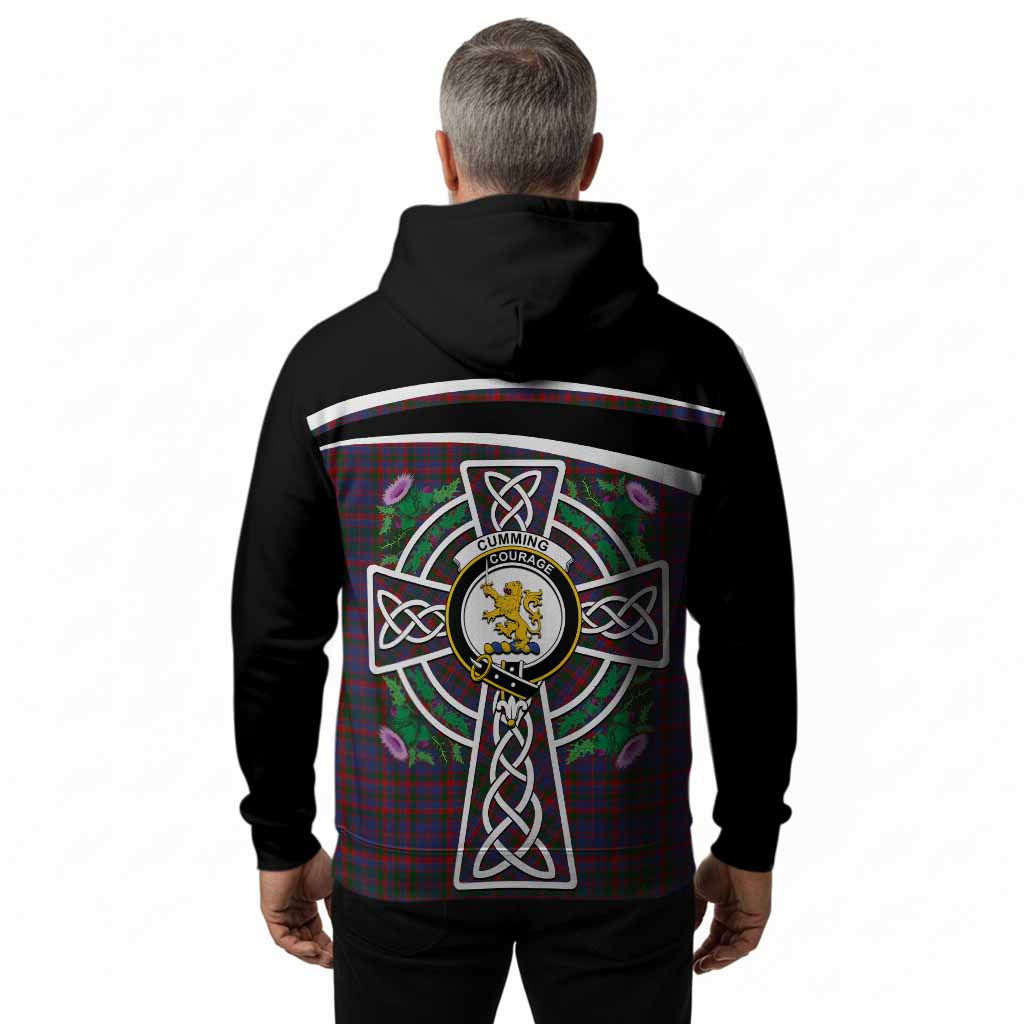 Cumming Tartan Crest Hoodie Scottish Thistle Celtic Cross Alba Gu Brath