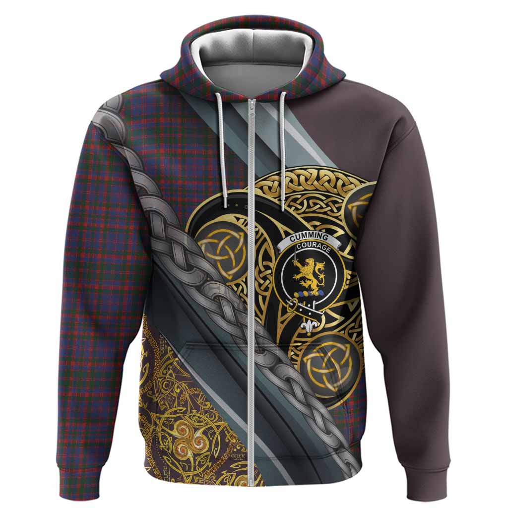 Cumming Tartan Crest Hoodie Scottish Triskele Celtic