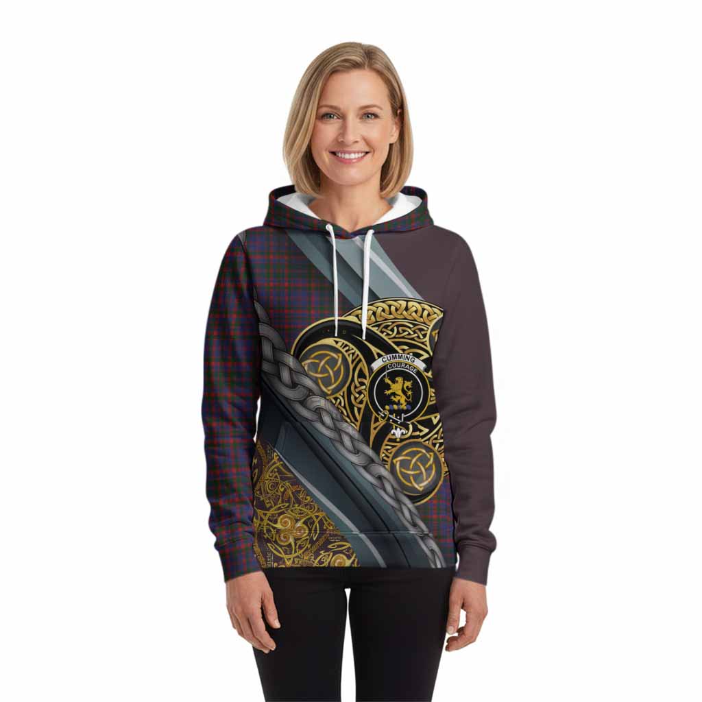 Cumming Tartan Crest Hoodie Scottish Triskele Celtic