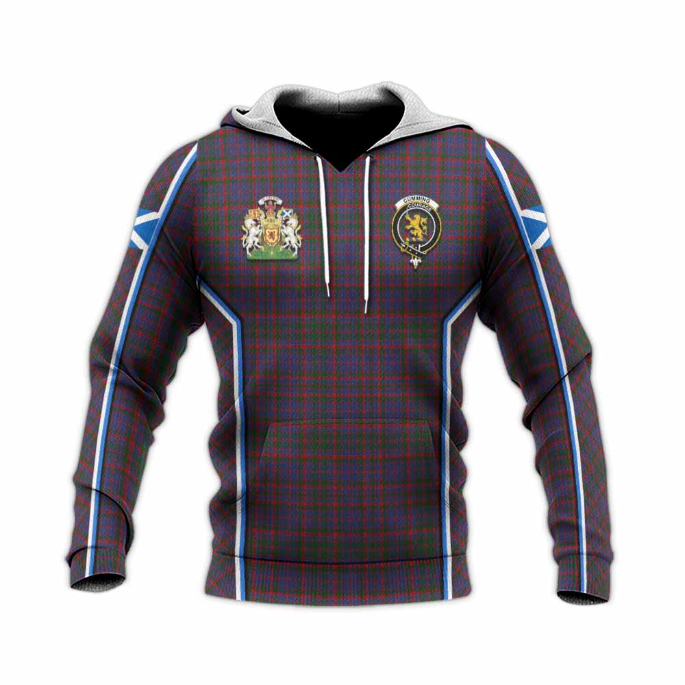 Cumming Tartan Crest Knitted Hoodie Scotland Coat of Arm Flag Style - Tartan Vibes Clothing