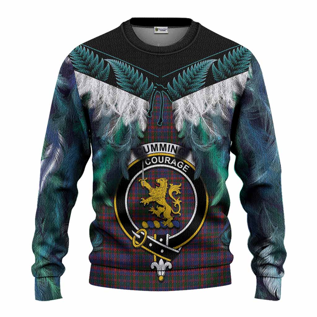 Cumming Tartan Crest Knitted Sweater New Zealand Maori Korowai Cloak