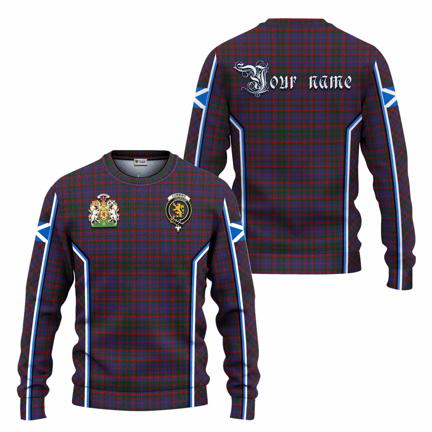 Cumming Tartan Crest Knitted Sweater Scotland Coat of Arm Flag Style - Tartan Vibes Clothing