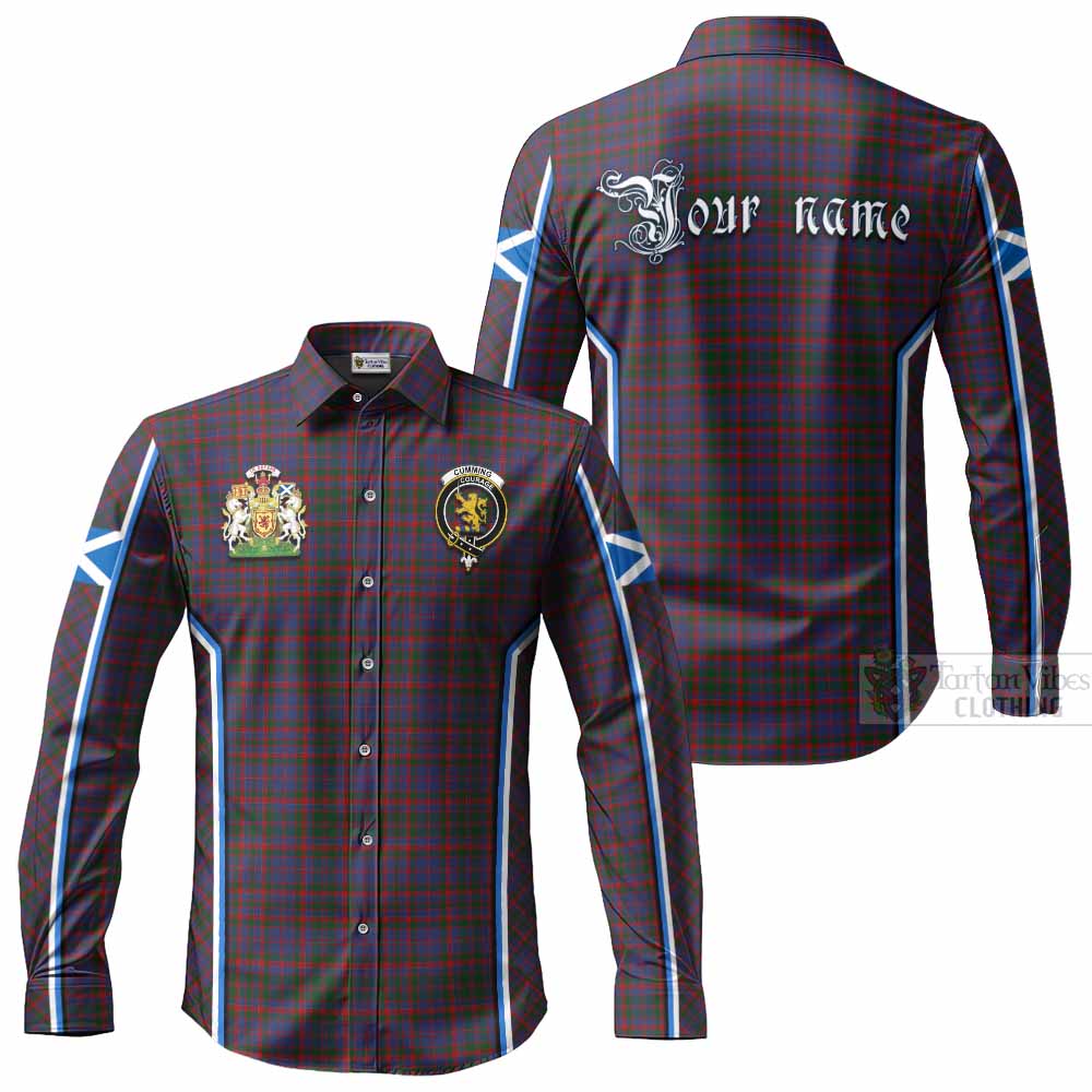 Cumming Tartan Crest Long Sleeve Button Shirts Scotland Coat of Arm Flag Style - Tartan Vibes Clothing