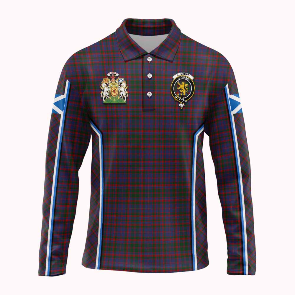 Cumming Tartan Crest Long Sleeve Polo Shirt Scotland Coat of Arm Flag Style - Tartan Vibes Clothing