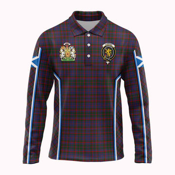 Cumming Tartan Crest Long Sleeve Polo Shirt Scotland Coat of Arm Flag Style - Tartan Vibes Clothing
