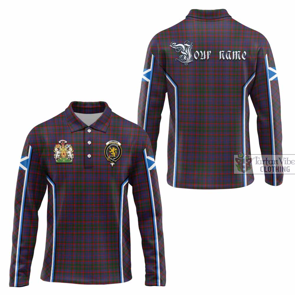 Cumming Tartan Crest Long Sleeve Polo Shirt Scotland Coat of Arm Flag Style - Tartan Vibes Clothing