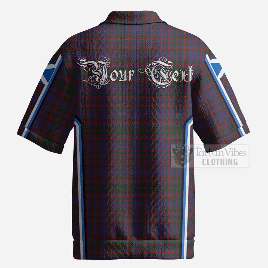 Cumming Tartan Crest Men’s Polo Sweater Top Scotland Coat of Arm Flag Style
