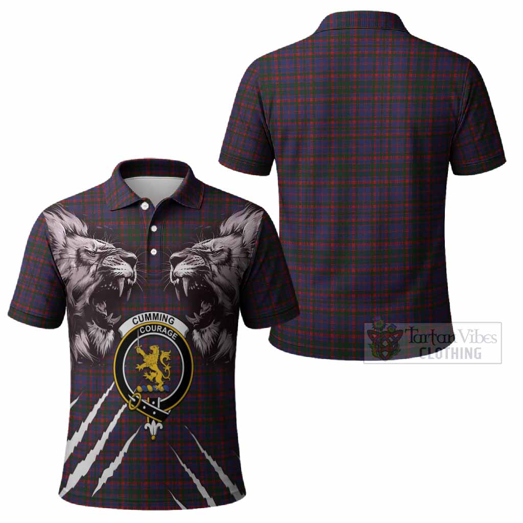 Cumming Tartan Crest Polo Shirt Ferocious Lion Style