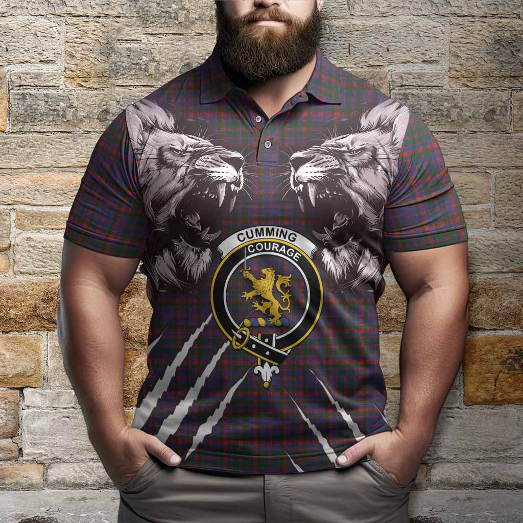 Cumming Tartan Crest Polo Shirt Ferocious Lion Style