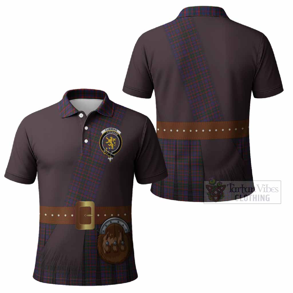 Cumming Tartan Crest Polo Shirt Kilt Costume Style