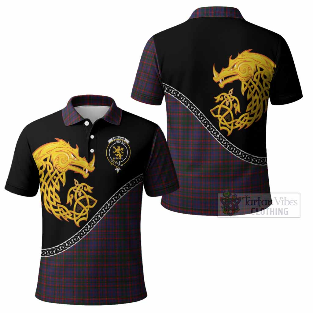 Cumming Tartan Crest Polo Shirt Legendary Dragon Knot Half Style