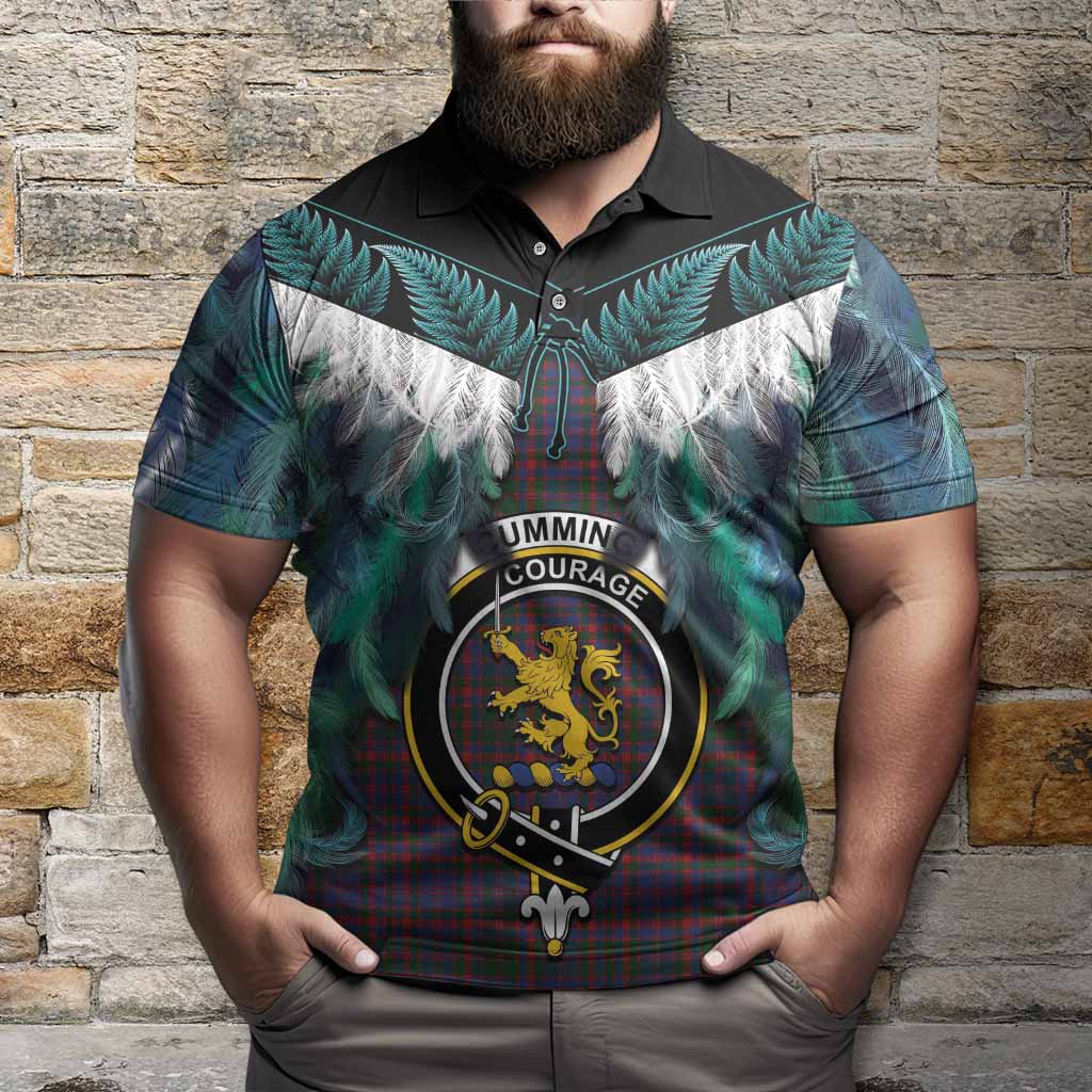 Cumming Tartan Crest Polo Shirt New Zealand Maori Korowai Cloak