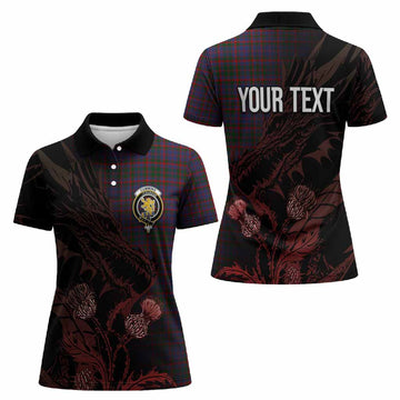 Cumming Tartan Crest Scottish Women Polo Shirt Dragon and Thistle