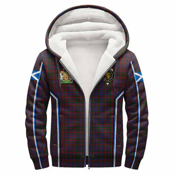 Cumming Tartan Crest Sherpa Hoodie Scotland Coat of Arm Flag Style