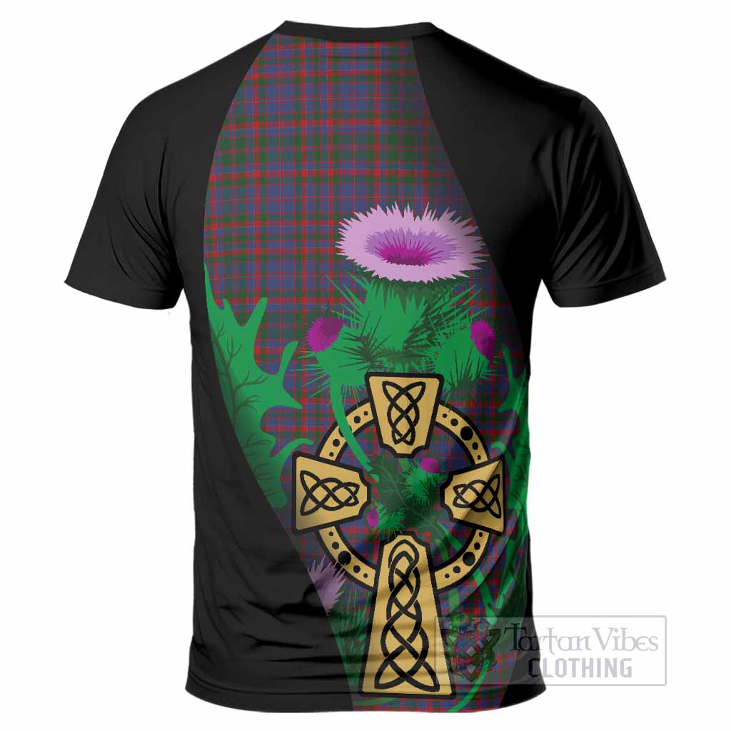 Cumming Tartan Crest T-Shirt Celtic Cross Thistle Flowers