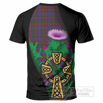 Cumming Tartan Crest T-Shirt Celtic Cross Thistle Flowers
