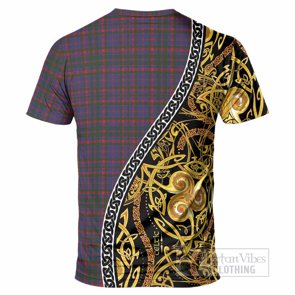 Cumming Tartan Crest T-Shirt Celtic Knot and Triple Trickle Spiral Symbols