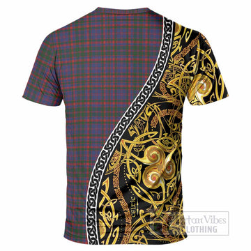 Cumming Tartan Crest T-Shirt Celtic Knot and Triple Trickle Spiral Symbols