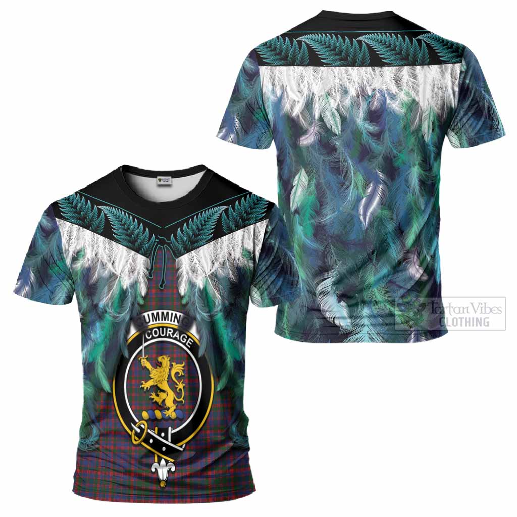 Cumming Tartan Crest T-Shirt New Zealand Maori Korowai Cloak