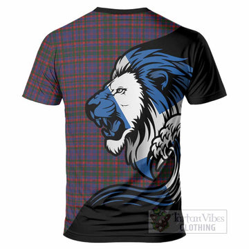 Cumming Tartan Crest T-Shirt Scottish Golden Lions Wave Flow