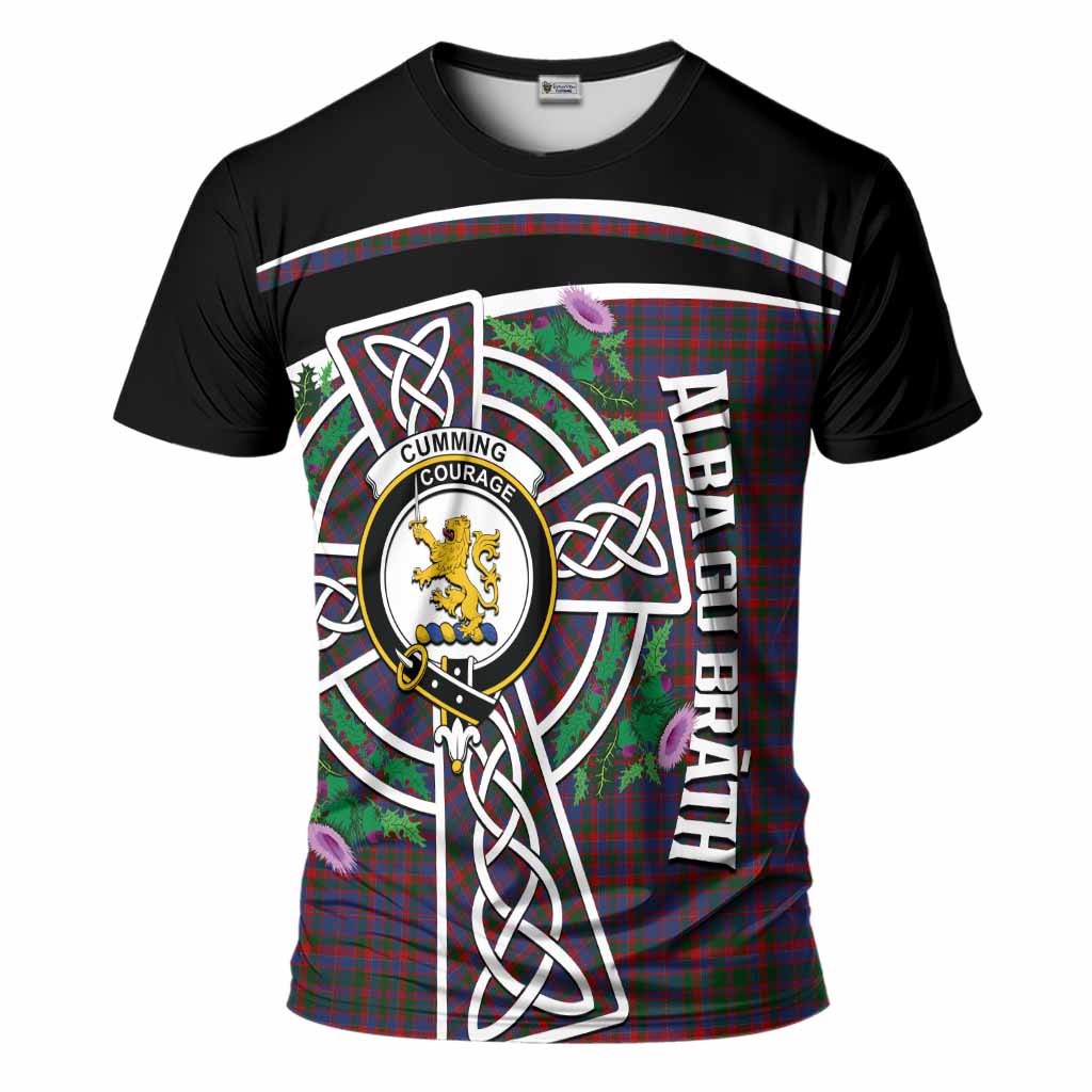 Cumming Tartan Crest T-Shirt Scottish Thistle Celtic Cross Alba Gu Brath