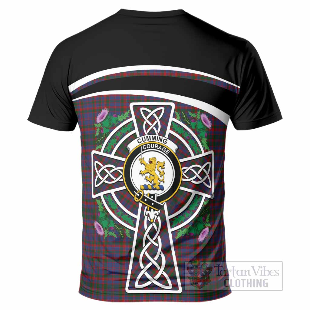 Cumming Tartan Crest T-Shirt Scottish Thistle Celtic Cross Alba Gu Brath