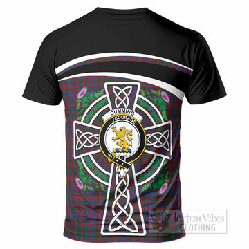 Cumming Tartan Crest T-Shirt Scottish Thistle Celtic Cross Alba Gu Brath