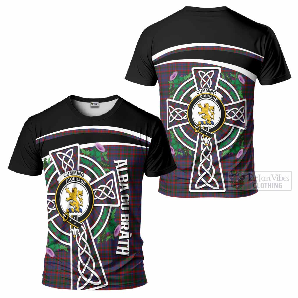 Cumming Tartan Crest T-Shirt Scottish Thistle Celtic Cross Alba Gu Brath