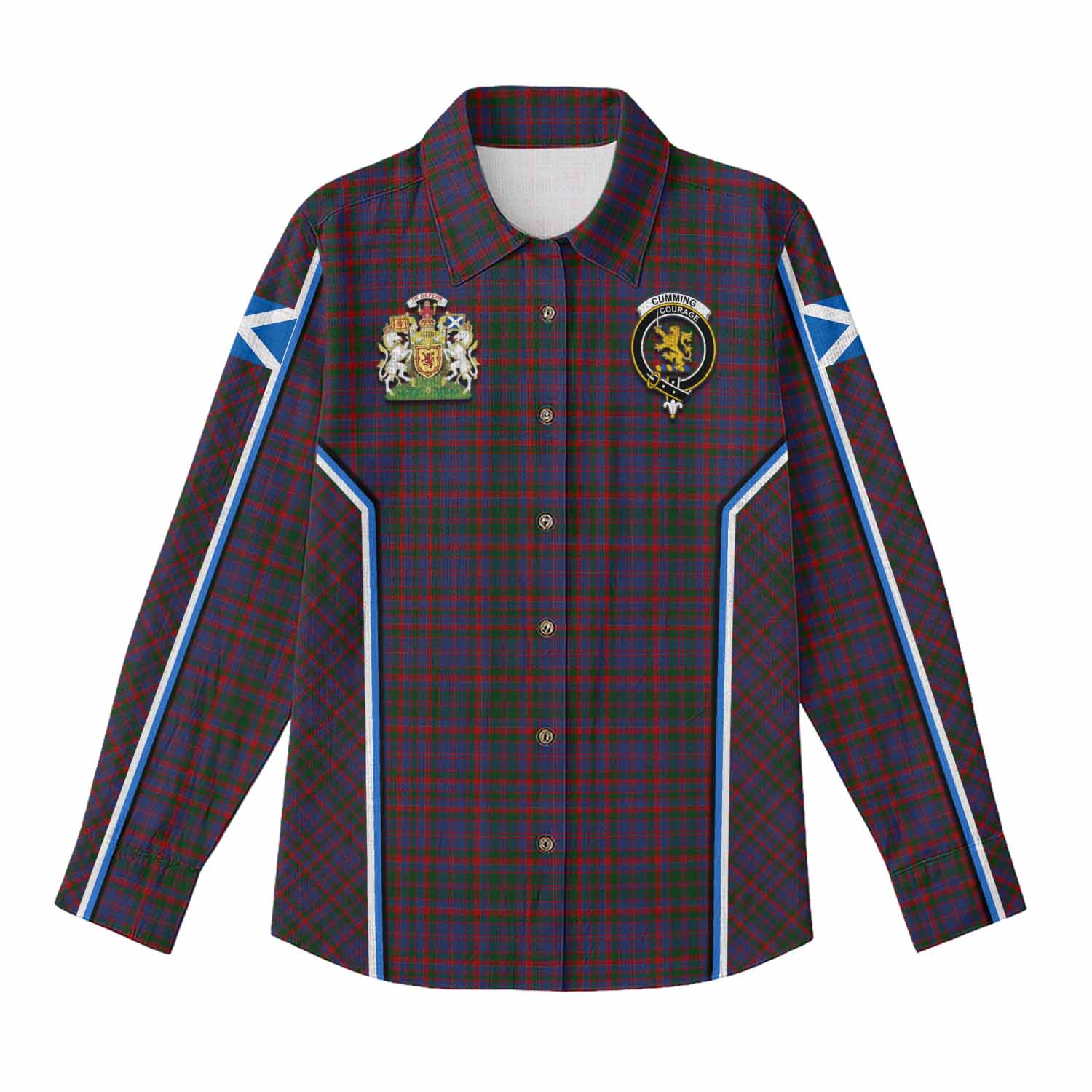 Cumming Tartan Crest Women Casual Shirt Scotland Coat of Arm Flag Style - Tartan Vibes Clothing