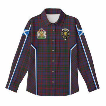Cumming Tartan Crest Women Casual Shirt Scotland Coat of Arm Flag Style