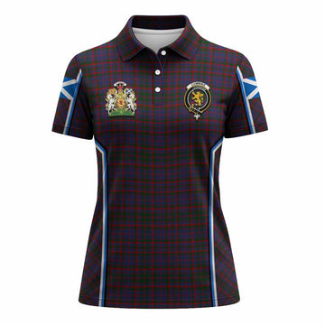 Cumming Tartan Crest Women's Polo Shirt Scotland Coat of Arm Flag Style