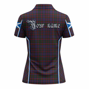 Cumming Tartan Crest Women's Polo Shirt Scotland Coat of Arm Flag Style