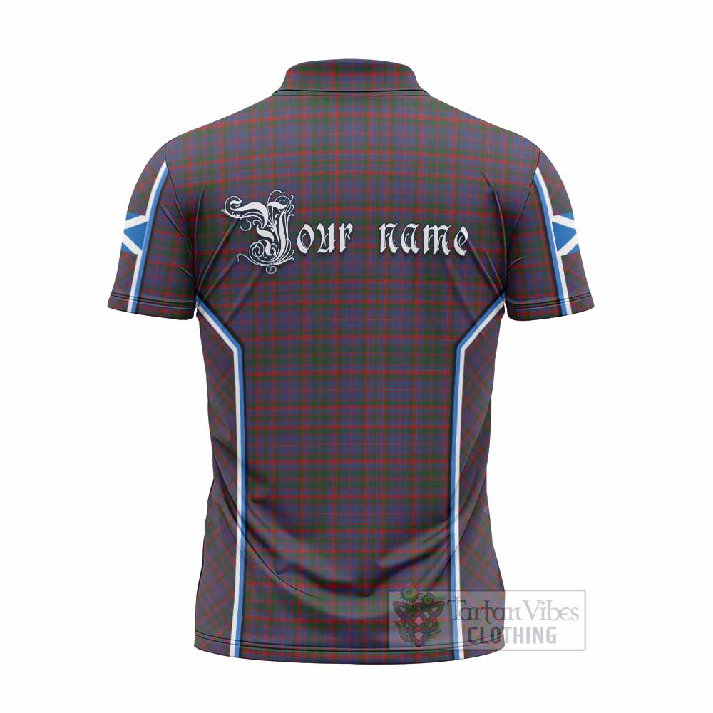 Cumming Tartan Crest Zipper Polo Shirt Scotland Coat of Arm Flag Style - Tartan Vibes Clothing