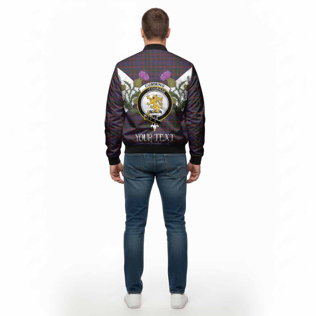Cumming Tartan Family Crest Bomber Jacket Scottish Burns Night Thistle Floral