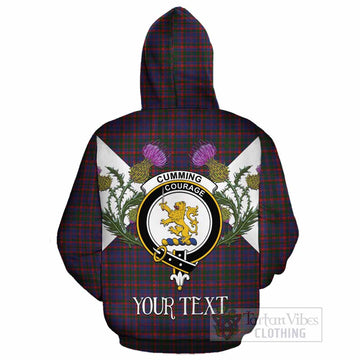 Cumming Tartan Family Crest Cotton Hoodie Scottish Burns Night Thistle Floral