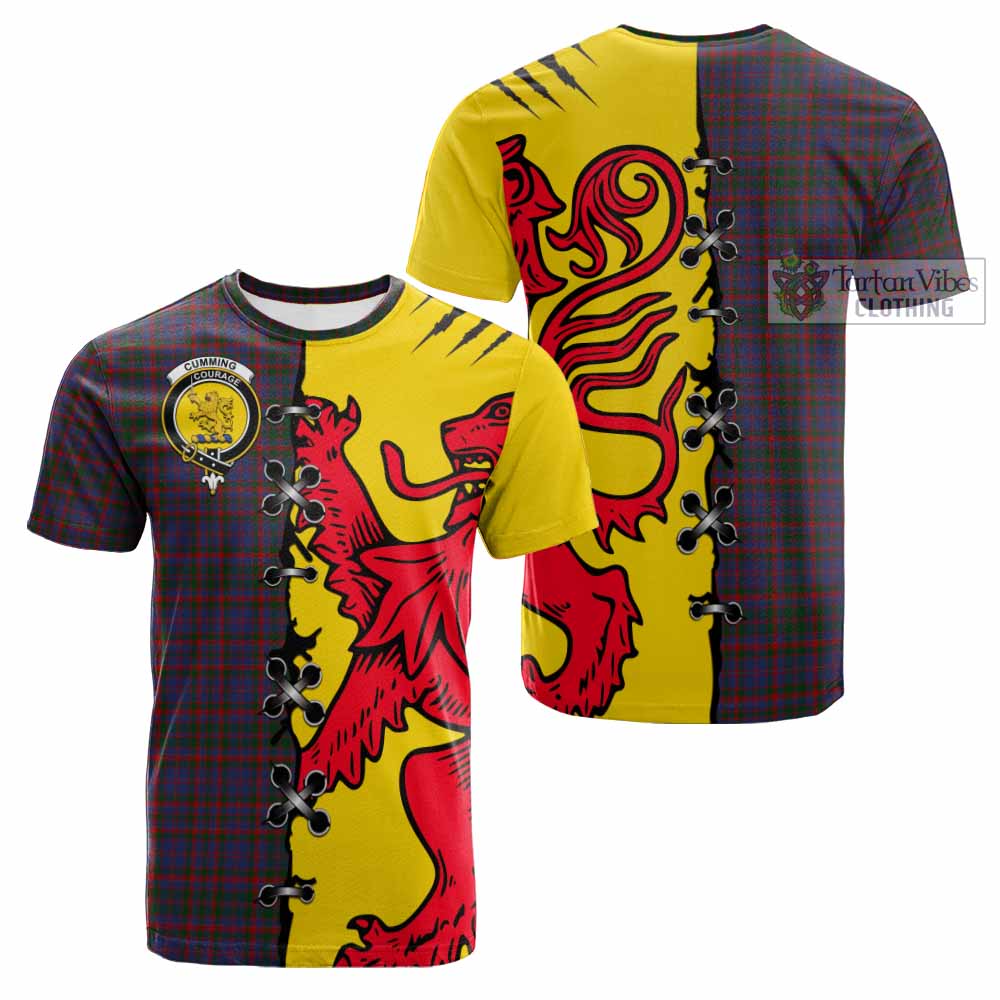 Cumming Tartan Family Crest Cotton T-shirt Lion Rampant Honor - Tartan Vibes Clothing
