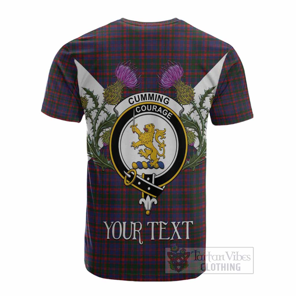 Cumming Tartan Family Crest Cotton T-shirt Scottish Burns Night Thistle Floral