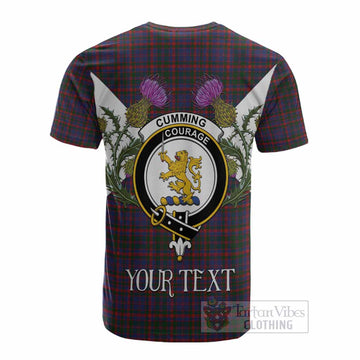 Cumming Tartan Family Crest Cotton T-shirt Scottish Burns Night Thistle Floral