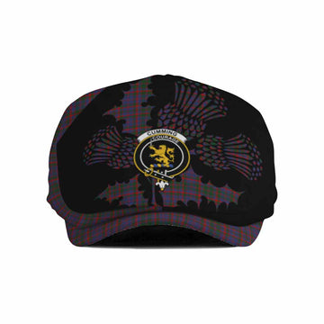Cumming Tartan Family Crest Flat Cap, Jeff Cap Scotland Thistle Floral