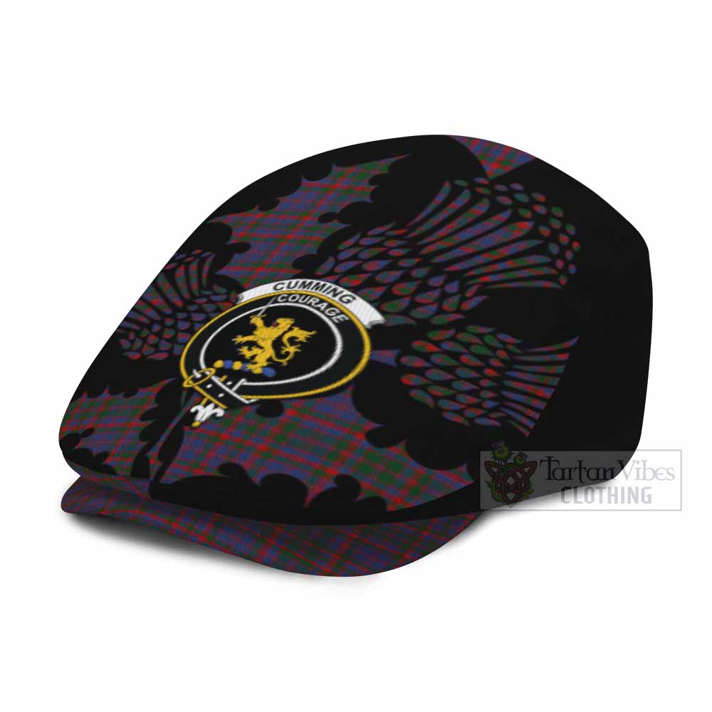 Cumming Tartan Family Crest Flat Cap, Jeff Cap Scotland Thistle Floral