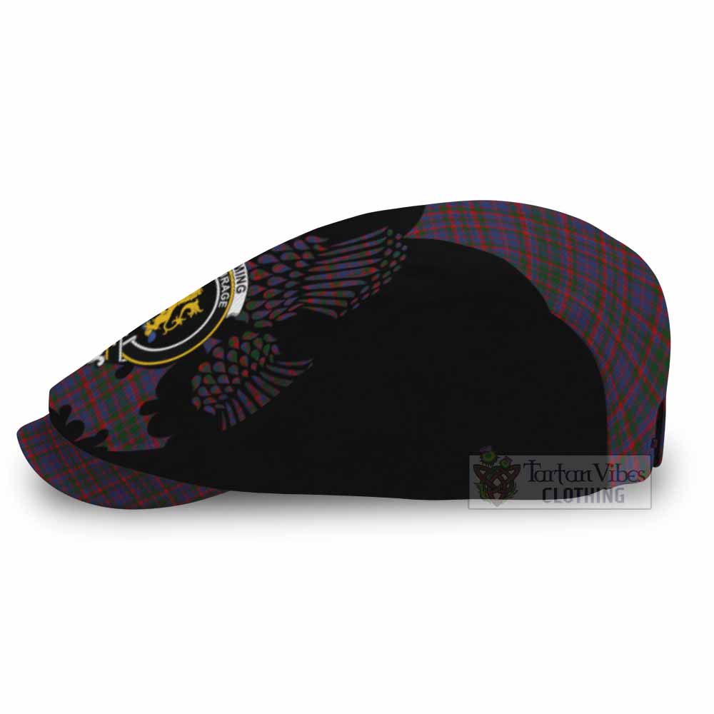 Cumming Tartan Family Crest Flat Cap, Jeff Cap Scotland Thistle Floral
