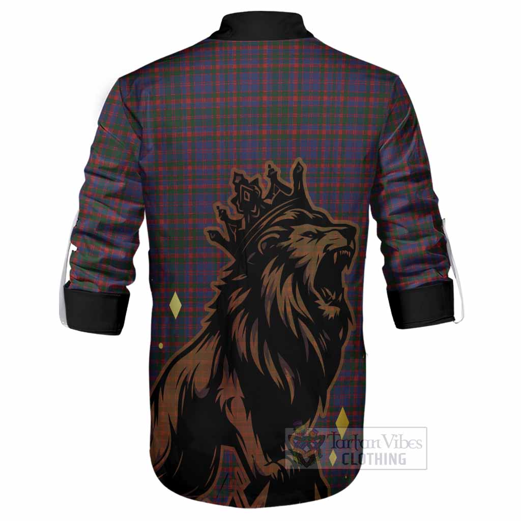Cumming Tartan Family Crest Ghillie Shirt Crowned Lion Roaring