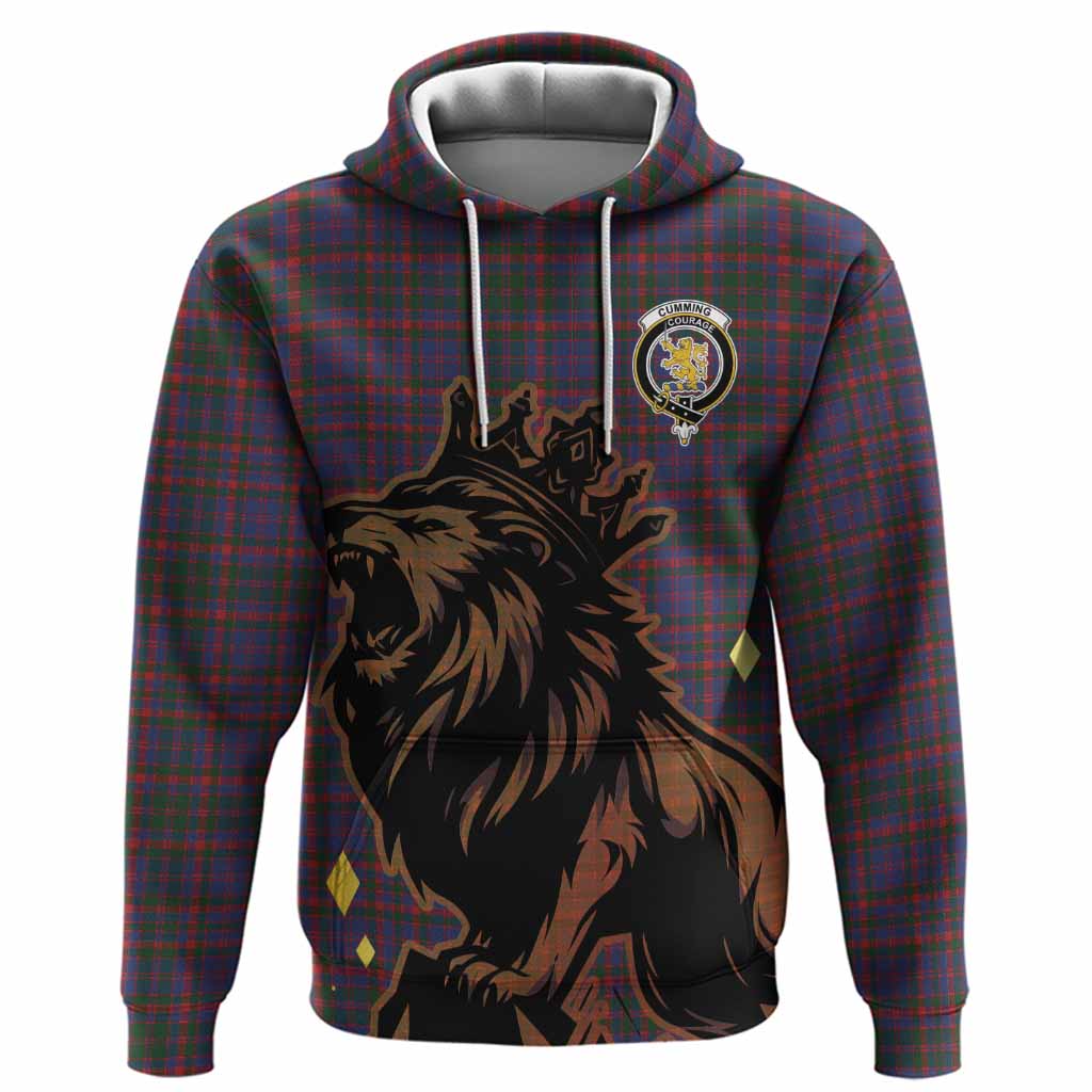 Cumming Tartan Family Crest Hoodie Crowned Lion Roaring