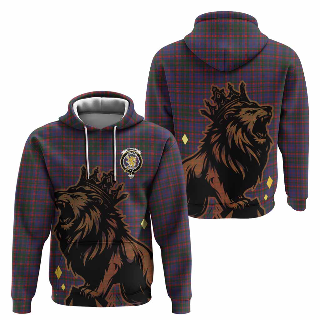 Cumming Tartan Family Crest Hoodie Crowned Lion Roaring