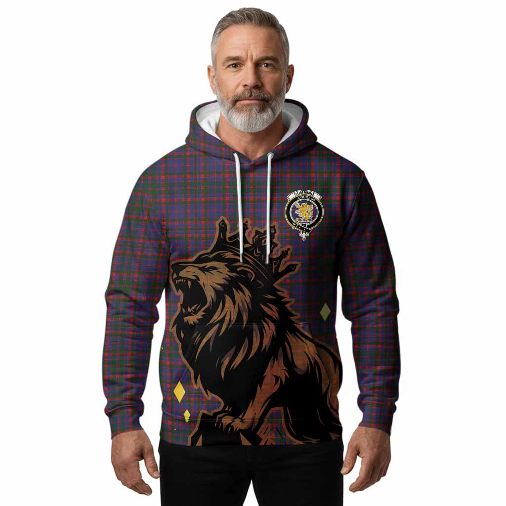 Cumming Tartan Family Crest Hoodie Crowned Lion Roaring
