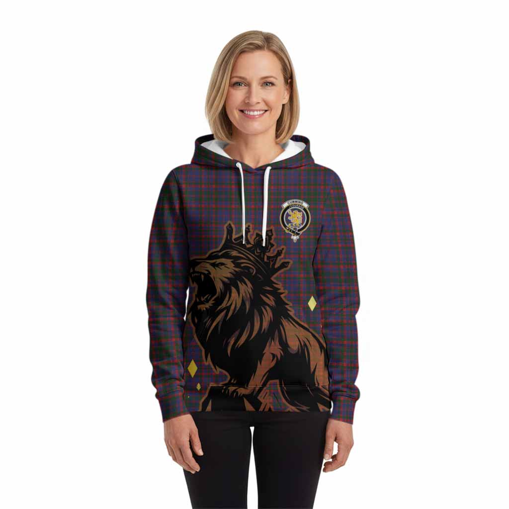 Cumming Tartan Family Crest Hoodie Crowned Lion Roaring