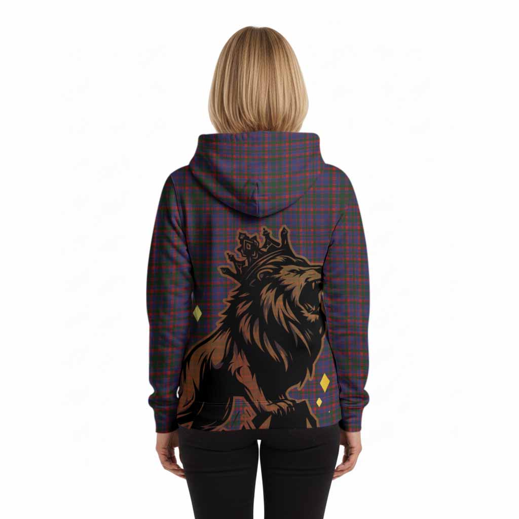 Cumming Tartan Family Crest Hoodie Crowned Lion Roaring