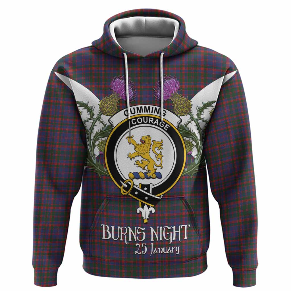 Cumming Tartan Family Crest Hoodie Scottish Burns Night Thistle Floral