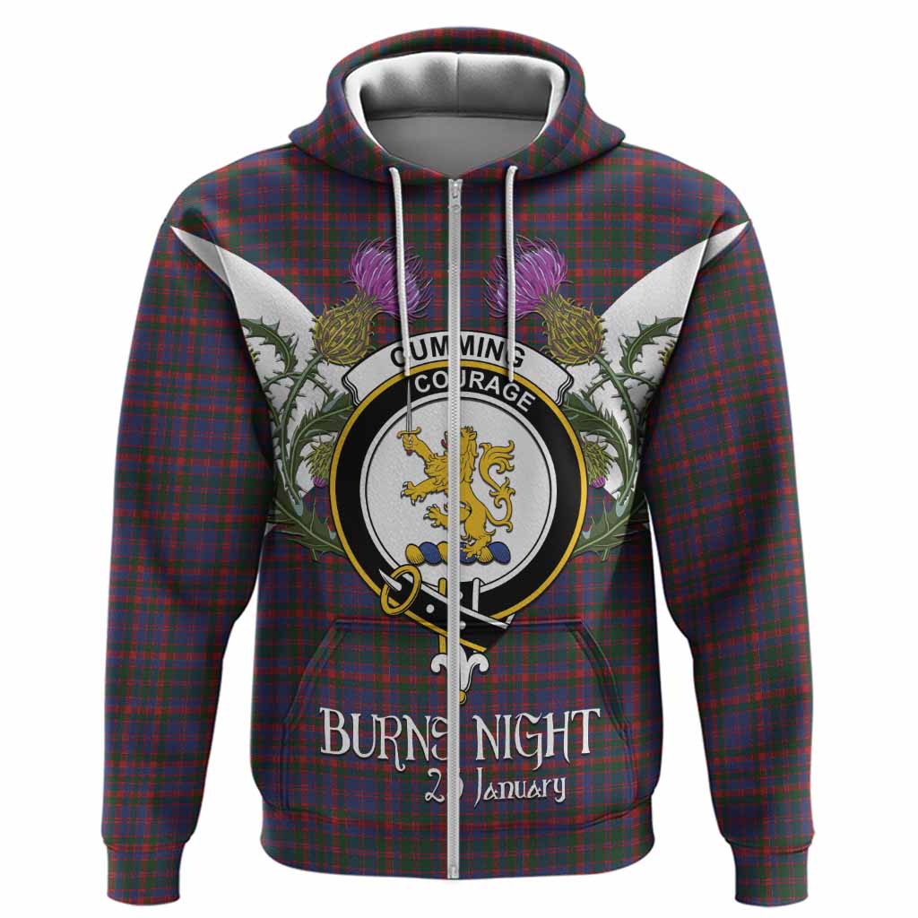 Cumming Tartan Family Crest Hoodie Scottish Burns Night Thistle Floral