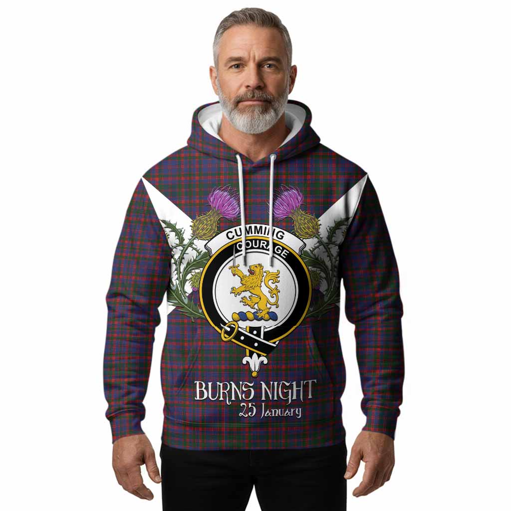 Cumming Tartan Family Crest Hoodie Scottish Burns Night Thistle Floral